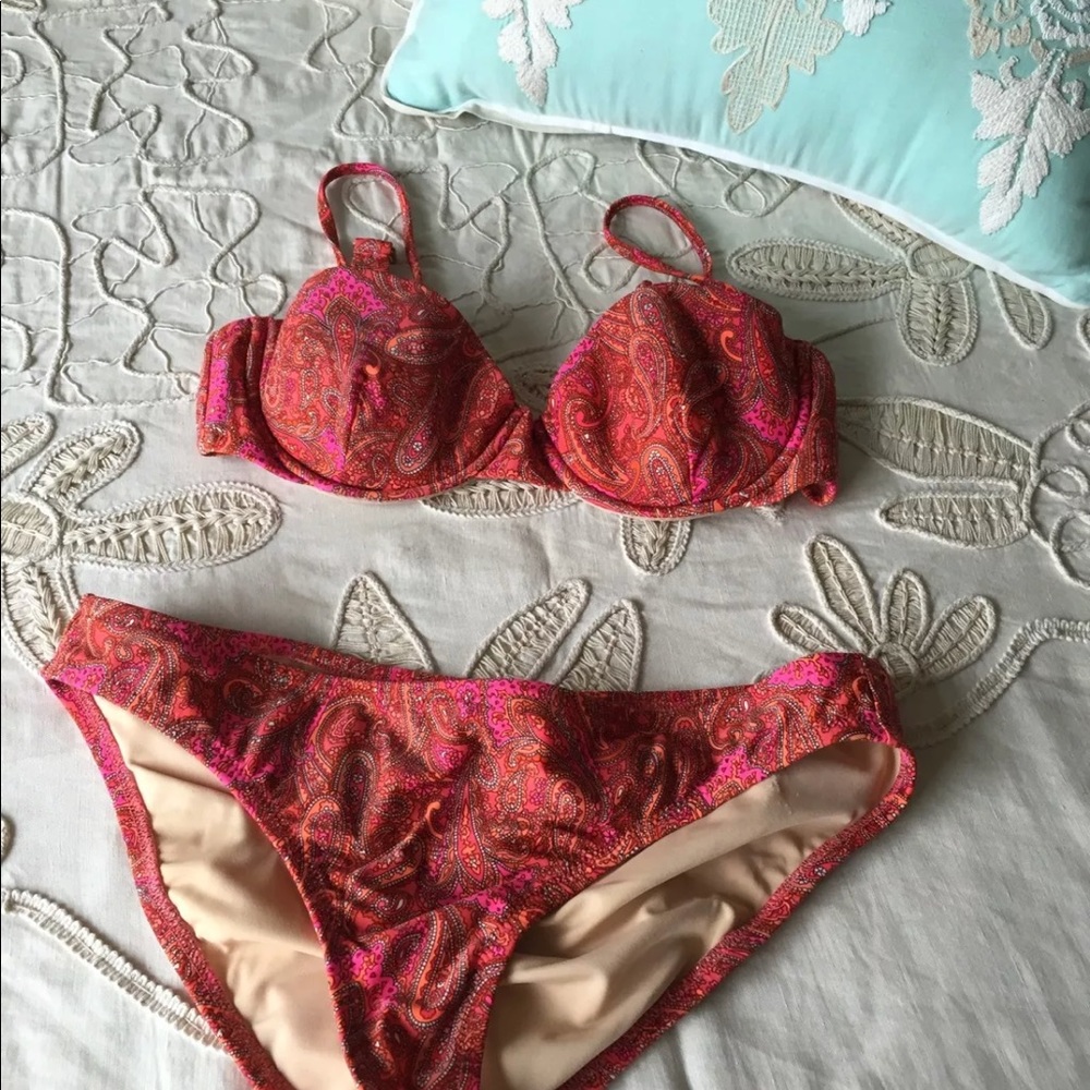 J.Crew Retail bikini top bottoms swimsuit paisley boho retro